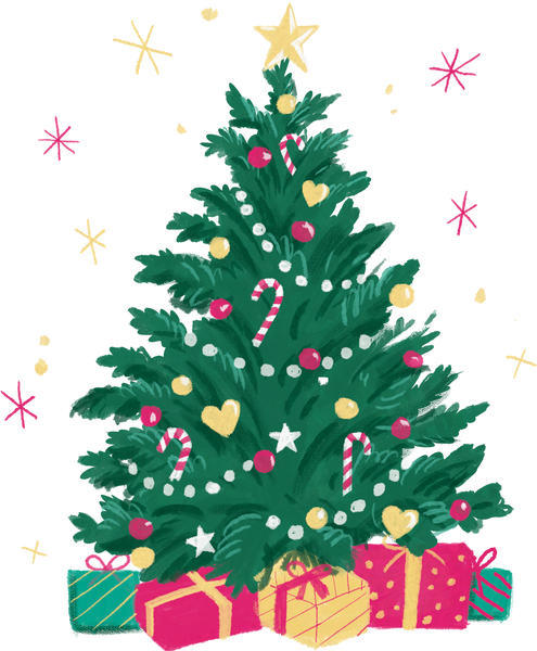 Painterly Patterned Christmas Tree